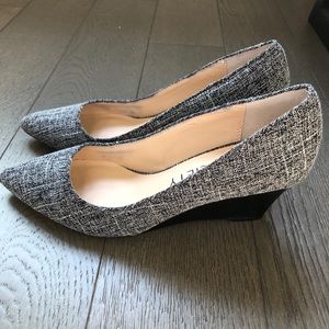 Black & White Tweed Wedges Sz 8.5